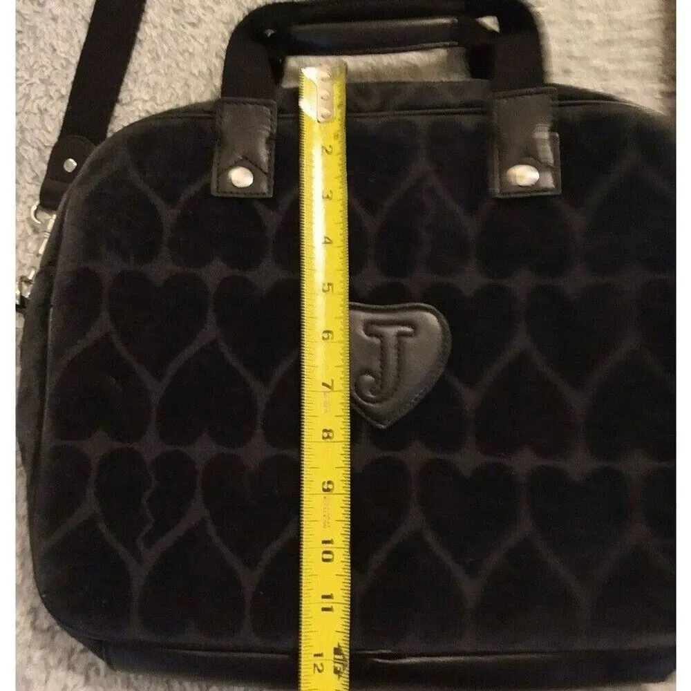 Juicy couture black velour heart laptop computer bag Vintage Y2k